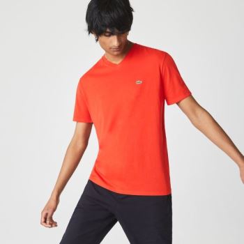 Lacoste V-neck Pima Bomull Jersey T-shirt Rød | bGz7HiHj