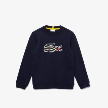 Lacoste x National Geographic Fleece Sweatshirt Marineblå Blå Hvite | otp151e9