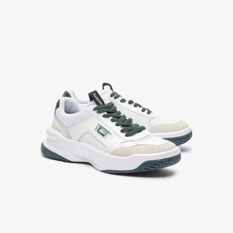 Lacoste Ace Lift Colourblock Lær Reflective Sneakers Hvite Mørke Grønn | BmvIDJvD