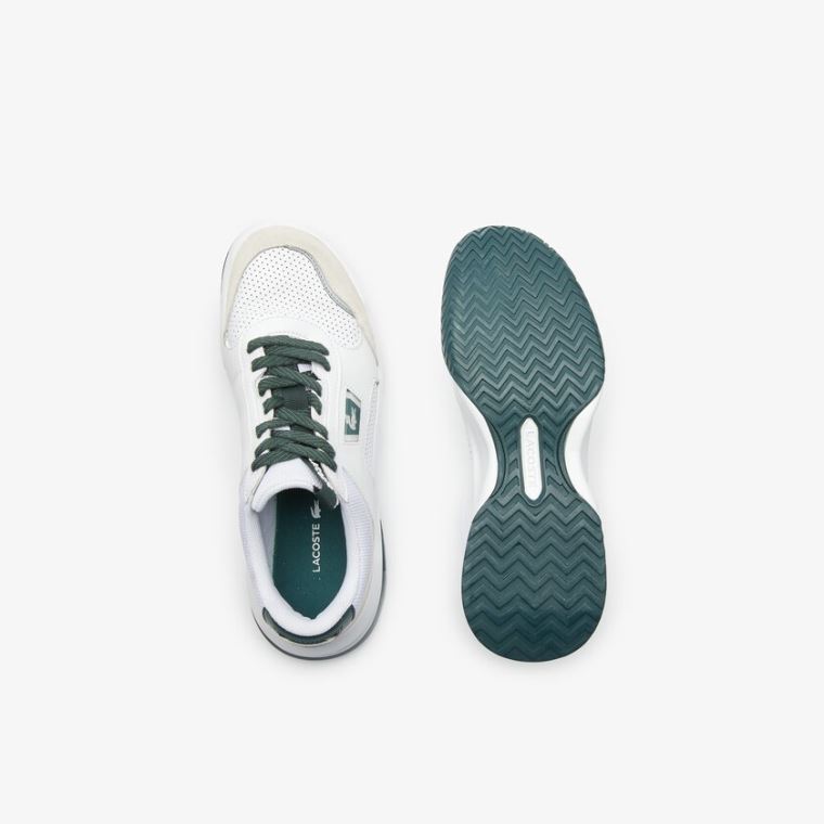 Lacoste Ace Lift Colourblock Lær Reflective Sneakers Hvite Mørke Grønn | BmvIDJvD