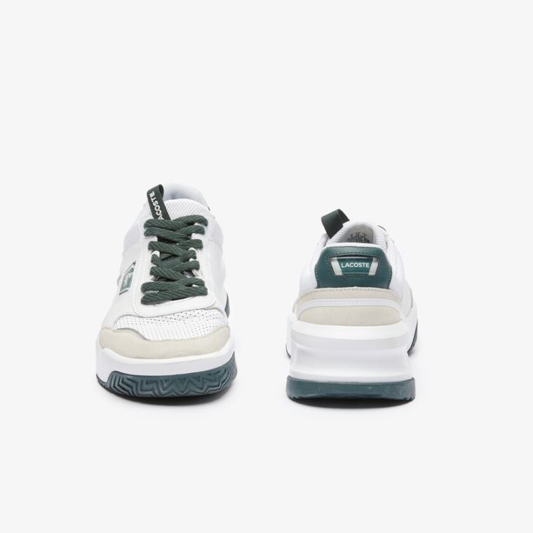 Lacoste Ace Lift Colourblock Lær Reflective Sneakers Hvite Mørke Grønn | BmvIDJvD