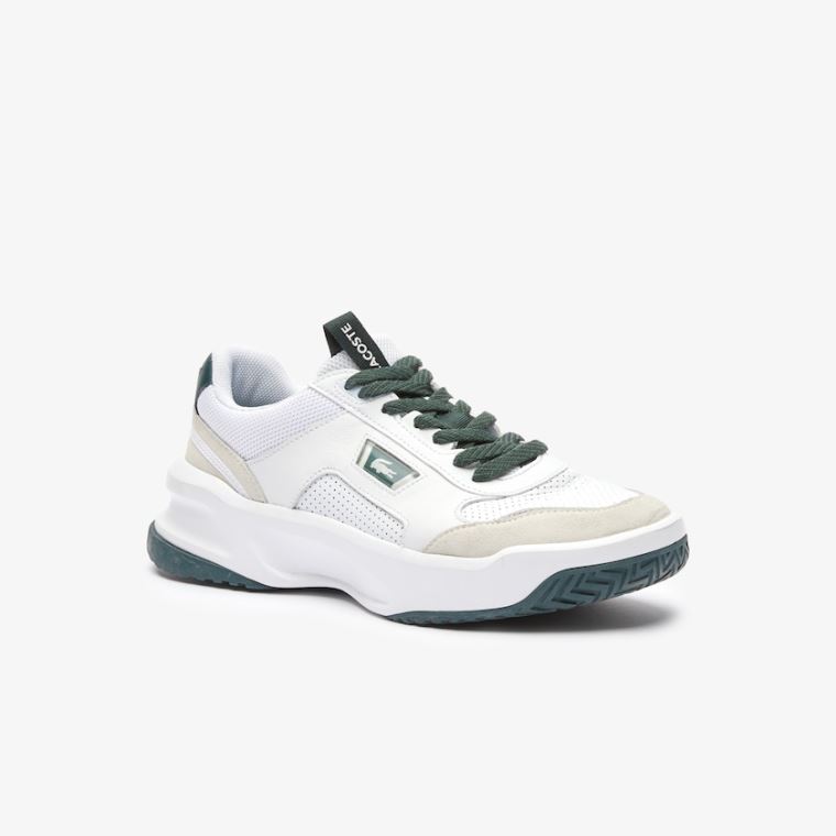 Lacoste Ace Lift Colourblock Lær Reflective Sneakers Hvite Mørke Grønn | BmvIDJvD