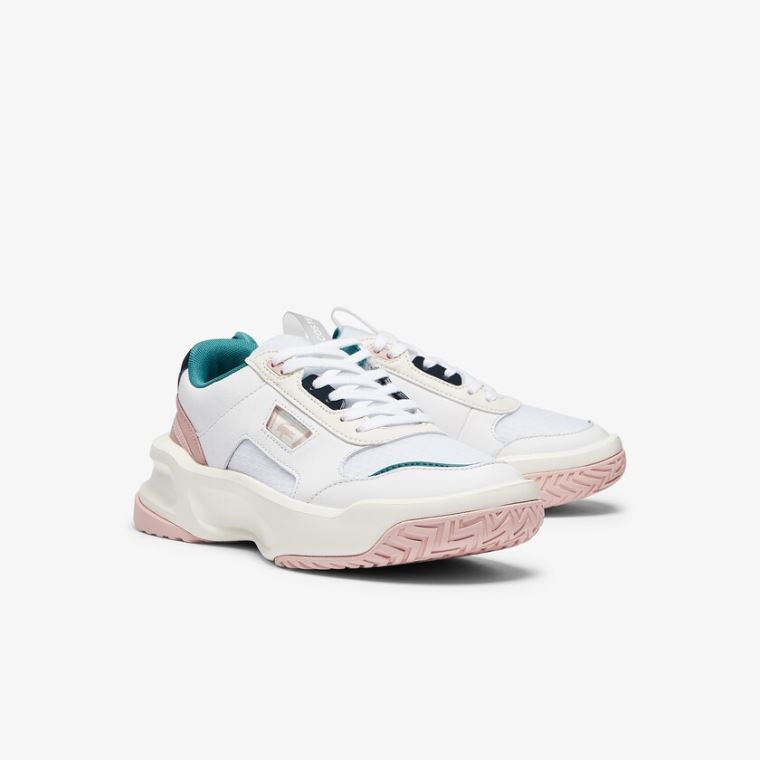 Lacoste Ace Lift Lær Sneakers Hvite Rosa | a7Cm5jO4