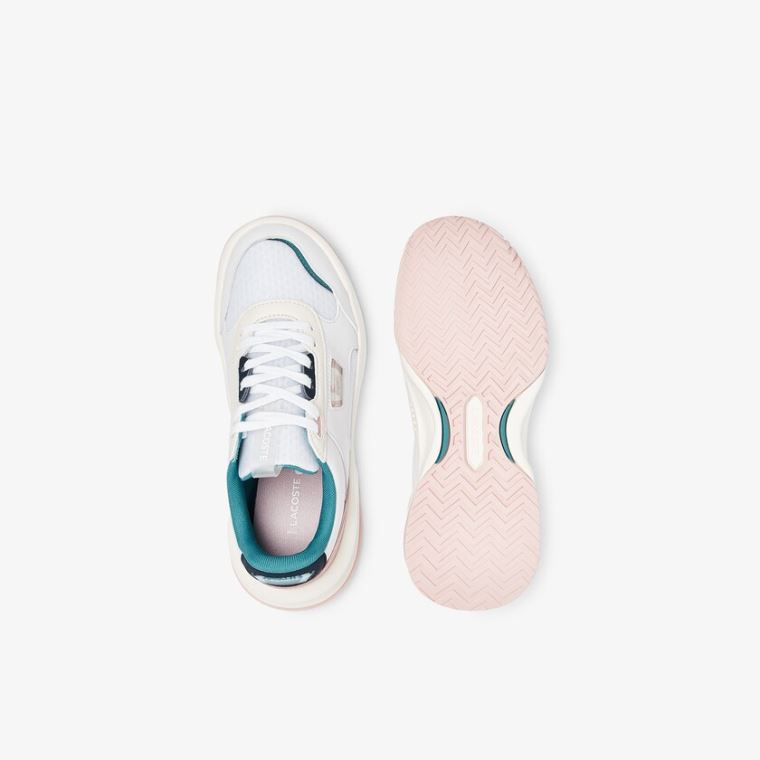 Lacoste Ace Lift Lær Sneakers Hvite Rosa | a7Cm5jO4