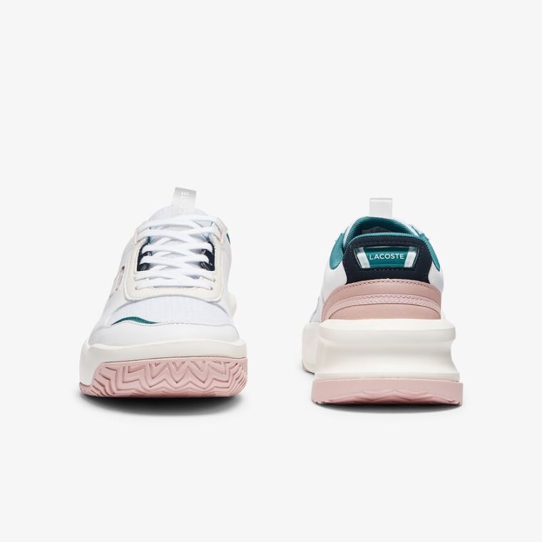 Lacoste Ace Lift Lær Sneakers Hvite Rosa | a7Cm5jO4