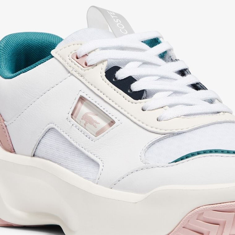 Lacoste Ace Lift Lær Sneakers Hvite Rosa | a7Cm5jO4