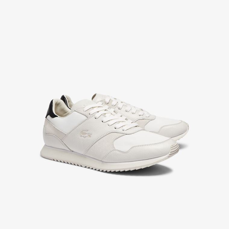 Lacoste Aesthet Luxe Lær Sneakers Hvite Svarte | 19jGFWDV