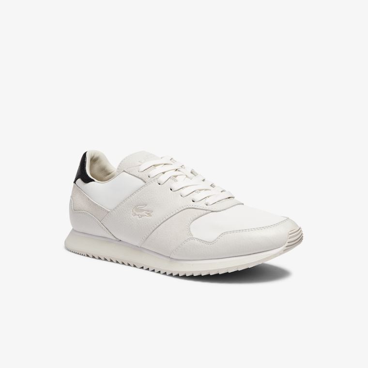 Lacoste Aesthet Luxe Lær Sneakers Hvite Svarte | 19jGFWDV