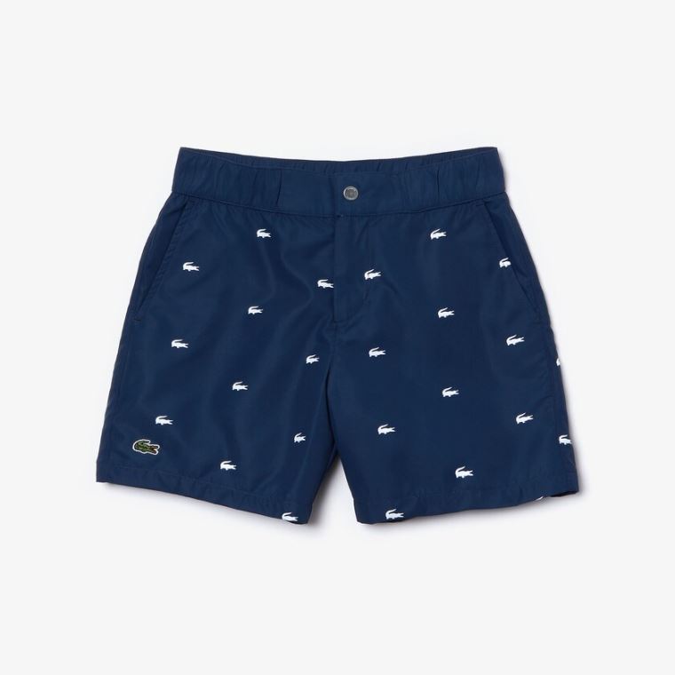 Lacoste All-Over Croc Swim Trunks Marineblå Blå Hvite | yht9nbxi