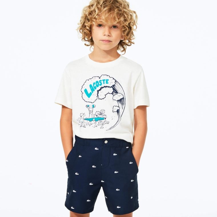 Lacoste All-Over Croc Swim Trunks Marineblå Blå Hvite | yht9nbxi