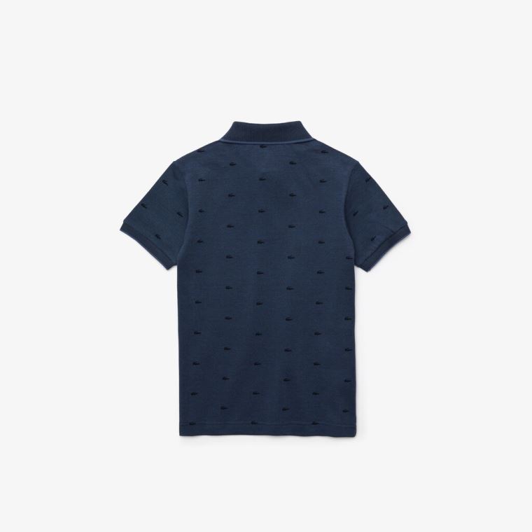 Lacoste Allover Croc-Print Polo Blå Marineblå Blå | GoSSANUX