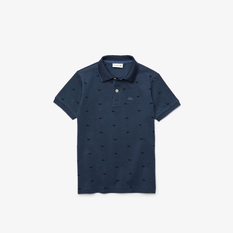 Lacoste Allover Croc-Print Polo Blå Marineblå Blå | GoSSANUX