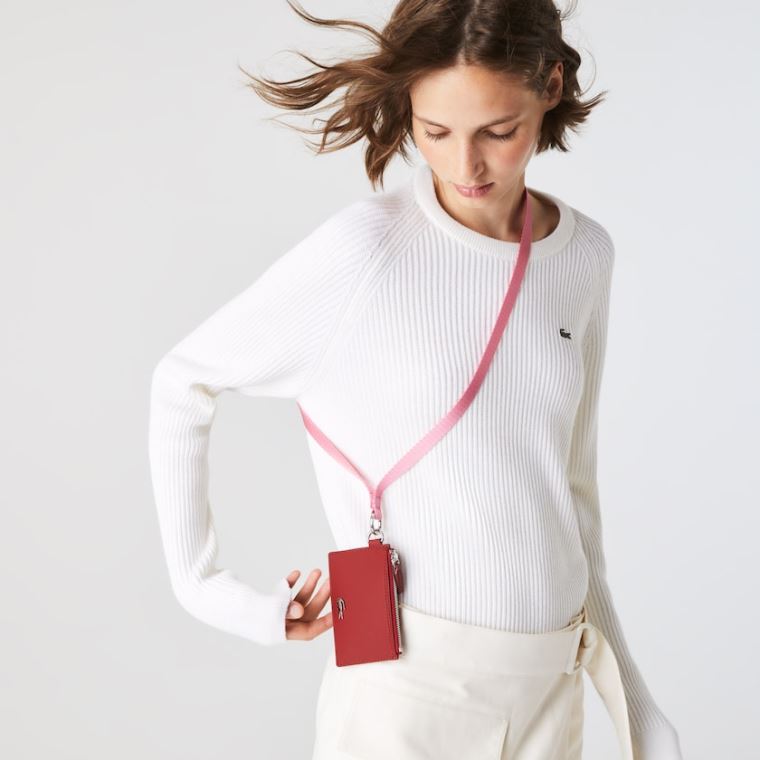 Lacoste Anna Coated Canvas Zip Badge Holder Rosa | qaNSW7mY