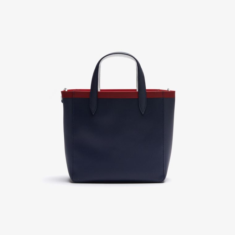 Lacoste Anna Contrast L Coated Canvas Tote Bag Marineblå Hvite Rød | cQFfzpRK