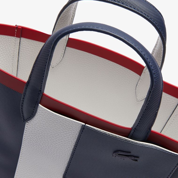 Lacoste Anna Contrast L Coated Canvas Tote Bag Marineblå Hvite Rød | cQFfzpRK