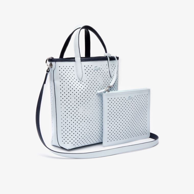 Lacoste Anna Removable Pouch Perforated Vertical Tote Mørke Marineblå Hvite | WnGhrRVu