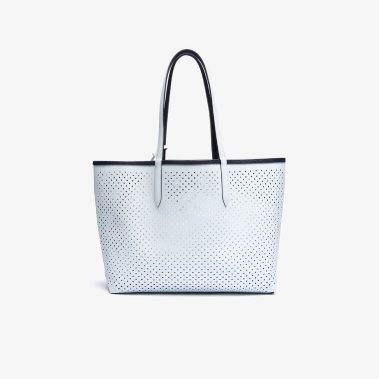 Lacoste Anna Removable Pouch Perforated Reversible Tote Mørke Marineblå Hvite | pma2T2LN