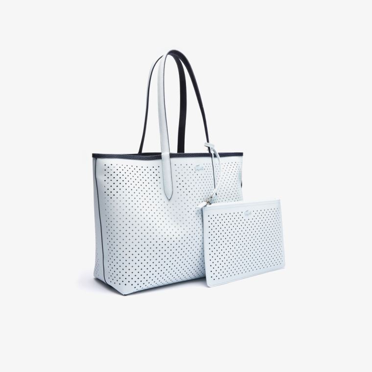 Lacoste Anna Removable Pouch Perforated Reversible Tote Mørke Marineblå Hvite | pma2T2LN