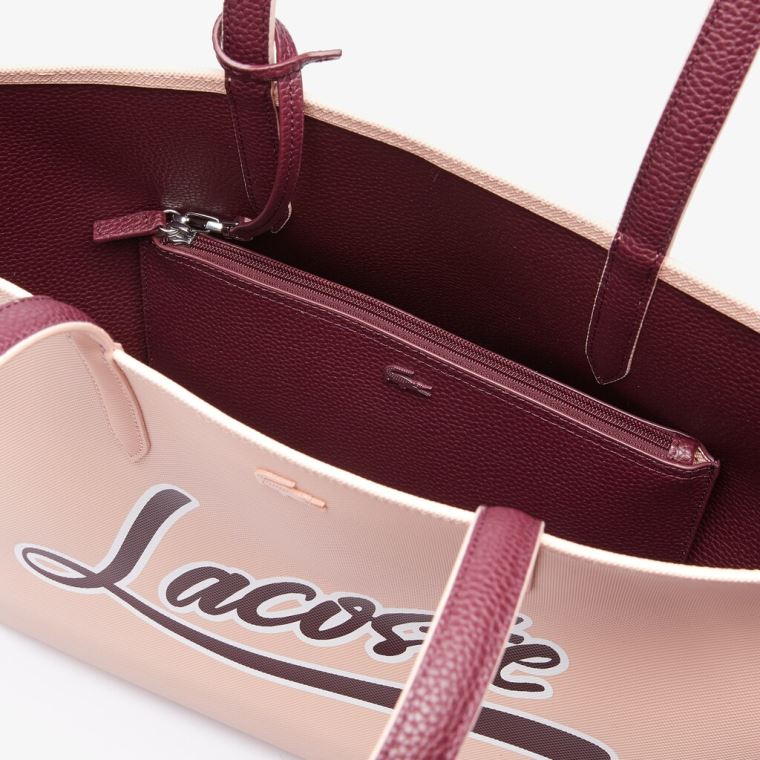 Lacoste Anna Removable Pouch Signature Reversible Tote Burgunder | 4cGeI9yJ