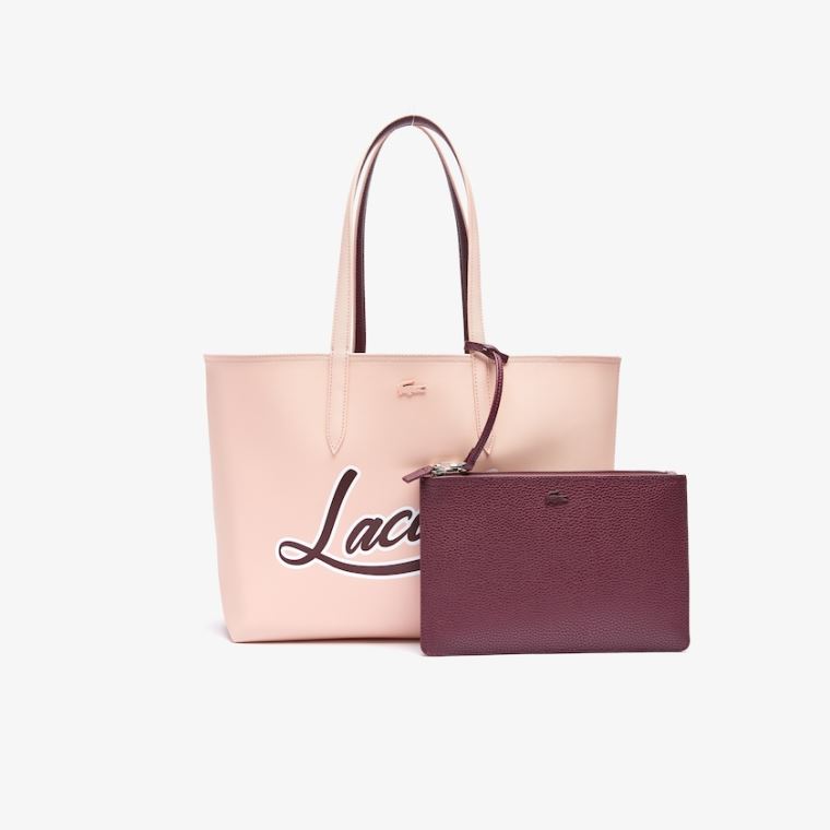 Lacoste Anna Removable Pouch Signature Reversible Tote Burgunder | 4cGeI9yJ