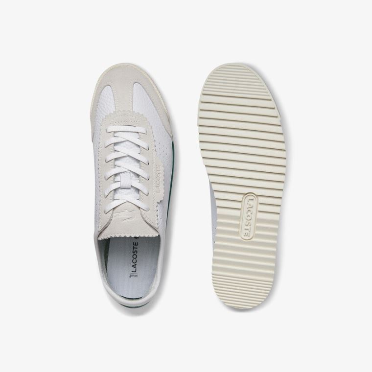 Lacoste Ascenta Lær and Semsket Skinn Sneakers Hvite | tpJYCtaL