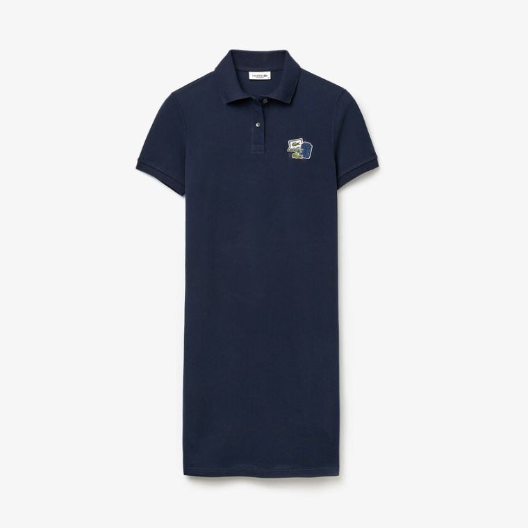 Lacoste Badge Polo Kjoler Marineblå Blå | XgJvflIt