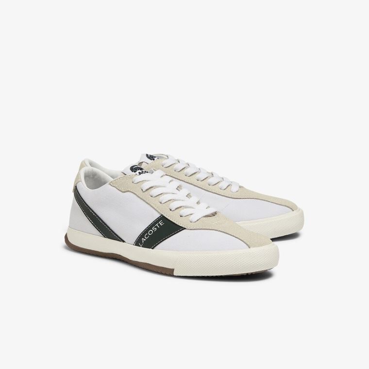 Lacoste Ball Net Canvas and Semsket Skinn Sneakers Hvite | D0GRzEFs