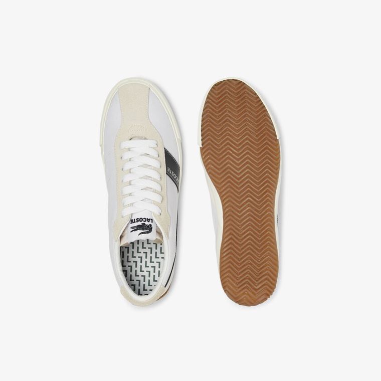 Lacoste Ball Net Canvas and Semsket Skinn Sneakers Hvite | D0GRzEFs