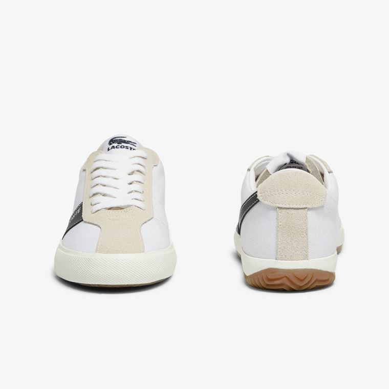 Lacoste Ball Net Canvas and Semsket Skinn Sneakers Hvite | D0GRzEFs