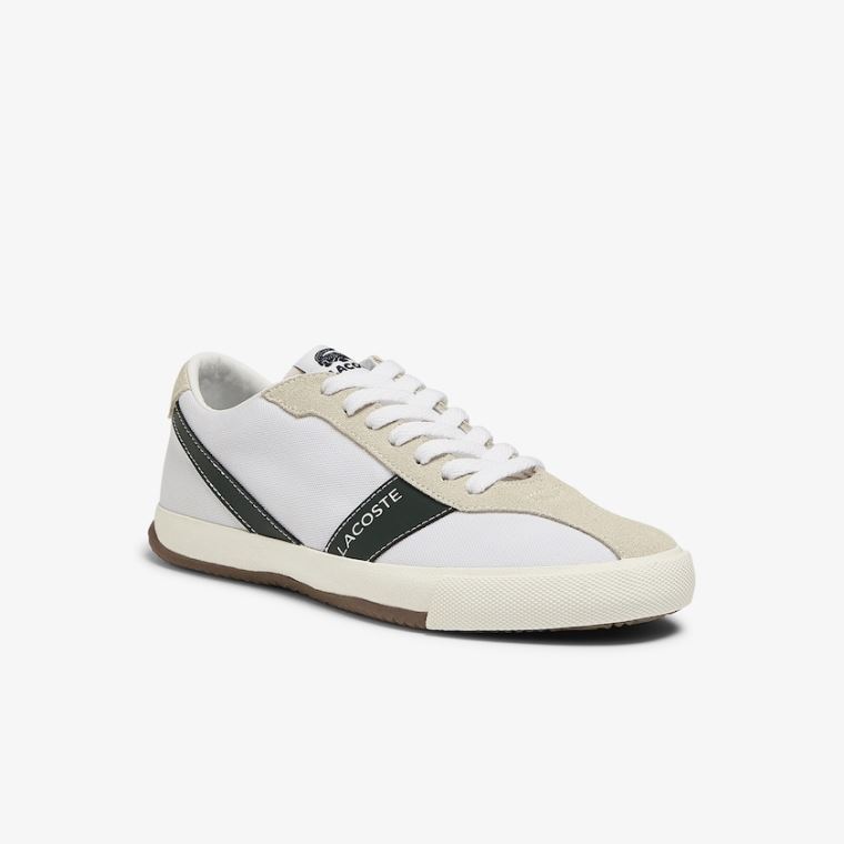 Lacoste Ball Net Canvas and Semsket Skinn Sneakers Hvite | D0GRzEFs