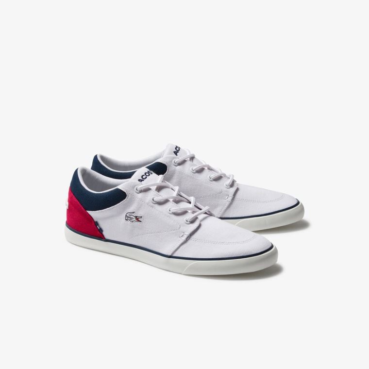 Lacoste Bayliss Canvas Sneakers Hvite Marineblå Rød | NNdB1K5T