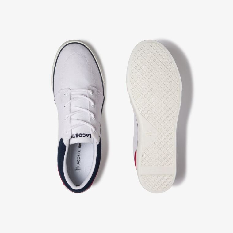 Lacoste Bayliss Canvas Sneakers Hvite Marineblå Rød | NNdB1K5T