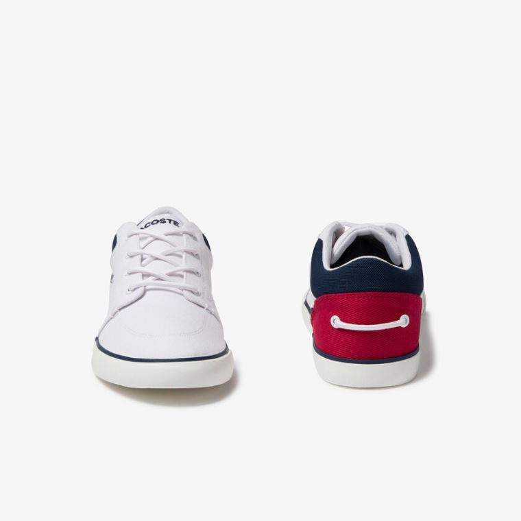 Lacoste Bayliss Canvas Sneakers Hvite Marineblå Rød | NNdB1K5T