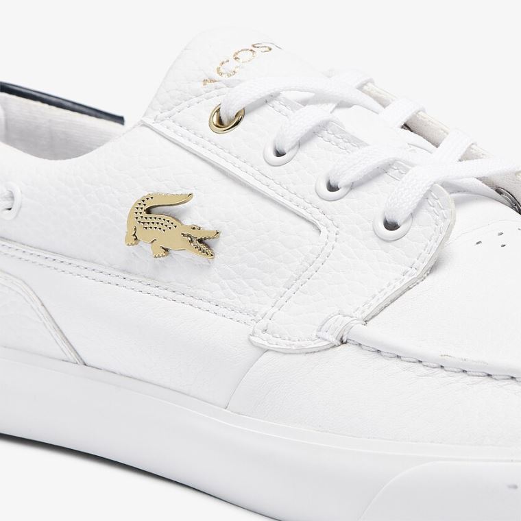 Lacoste Bayliss Deck Lær Sneakers Hvite | Sqzv27i1