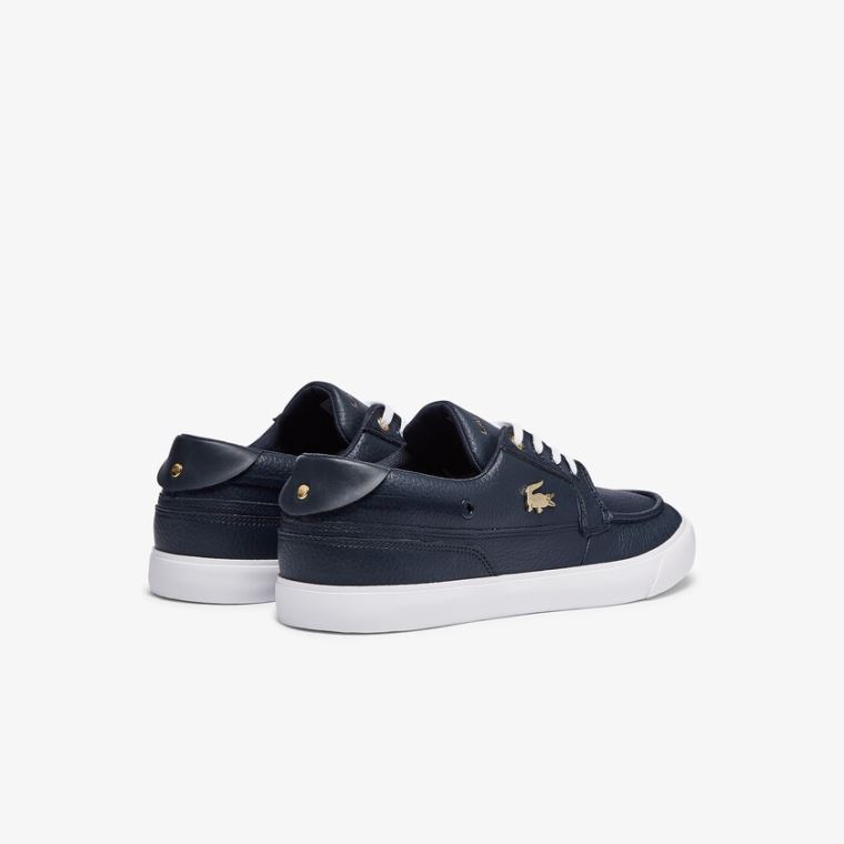 Lacoste Bayliss Deck Lær Sneakers Marineblå Hvite | dbVp0i9T