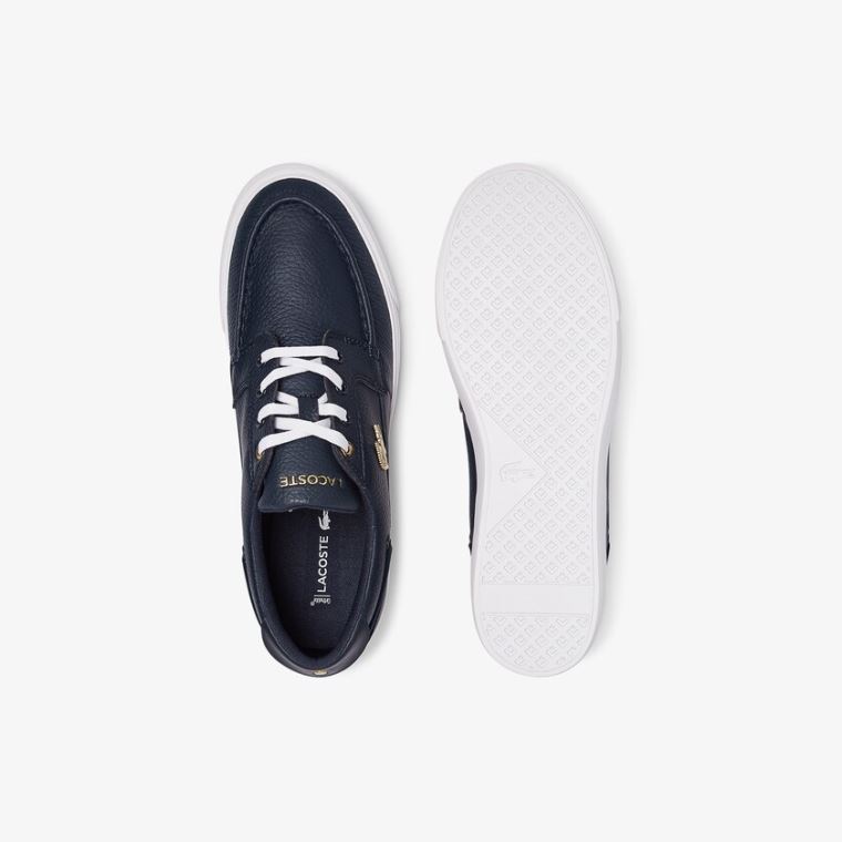 Lacoste Bayliss Deck Lær Sneakers Marineblå Hvite | dbVp0i9T