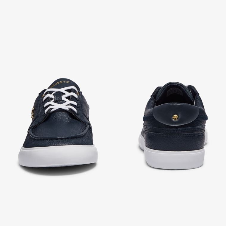 Lacoste Bayliss Deck Lær Sneakers Marineblå Hvite | dbVp0i9T