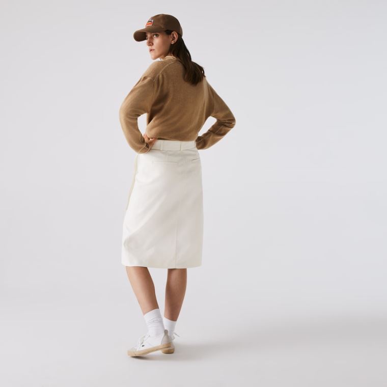 Lacoste Bomull And Wool Wrap Skirt Hvite | 011XA56V