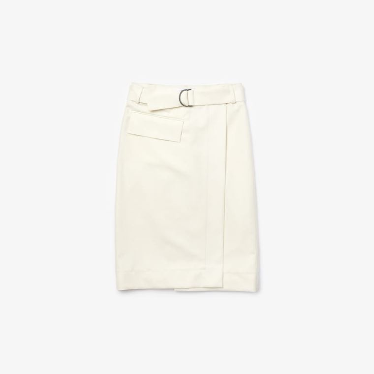 Lacoste Bomull And Wool Wrap Skirt Hvite | 011XA56V