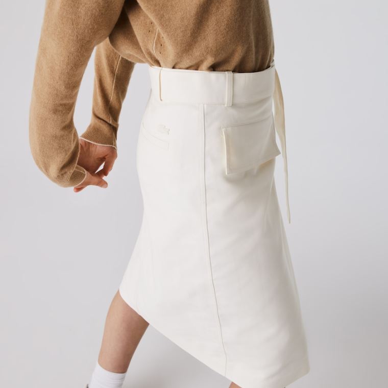 Lacoste Bomull And Wool Wrap Skirt Hvite | 011XA56V