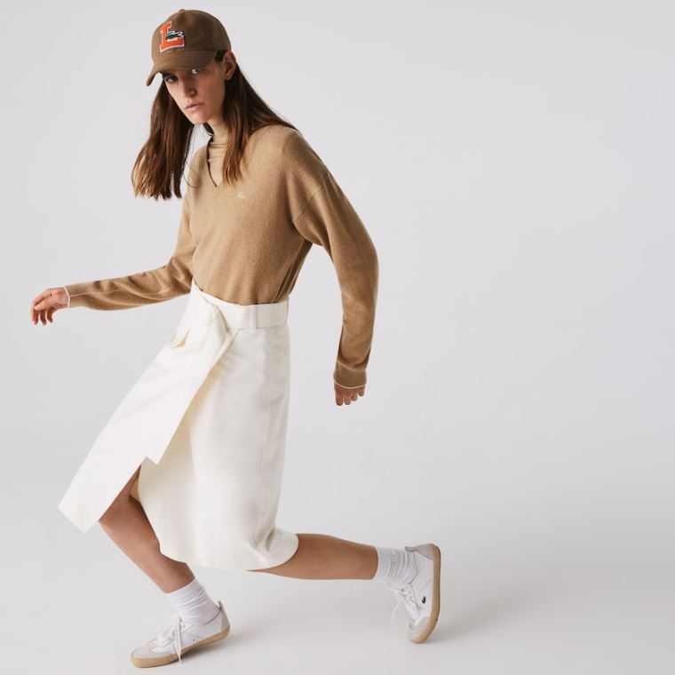 Lacoste Bomull And Wool Wrap Skirt Hvite | 011XA56V