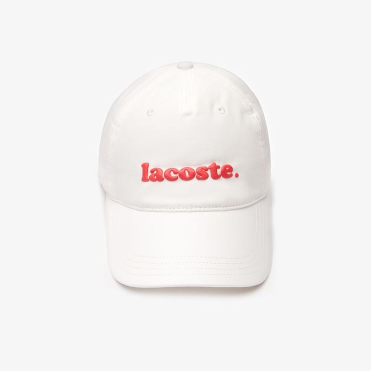 Lacoste Bomull Poplin Logo Cap Hvite | ntWimRks