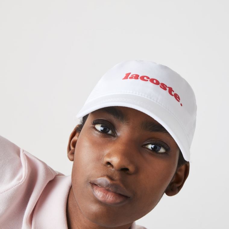 Lacoste Bomull Poplin Logo Cap Hvite | ntWimRks