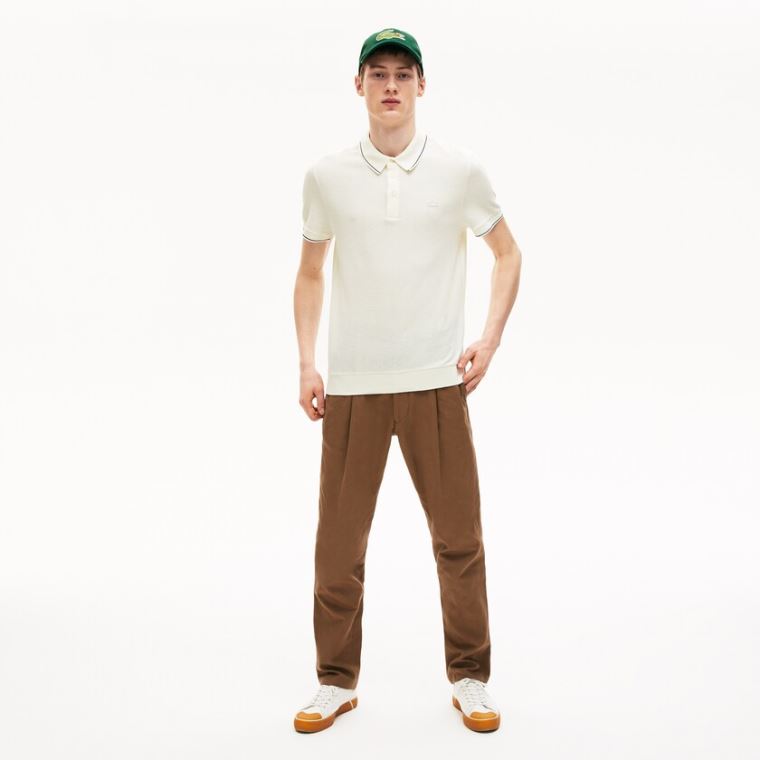 Lacoste Bomull-Silk Piqué Polo Shirt Hvite Svarte | 2scq5UqP