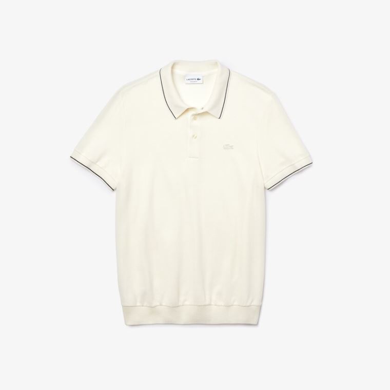 Lacoste Bomull-Silk Piqué Polo Shirt Hvite Svarte | 2scq5UqP