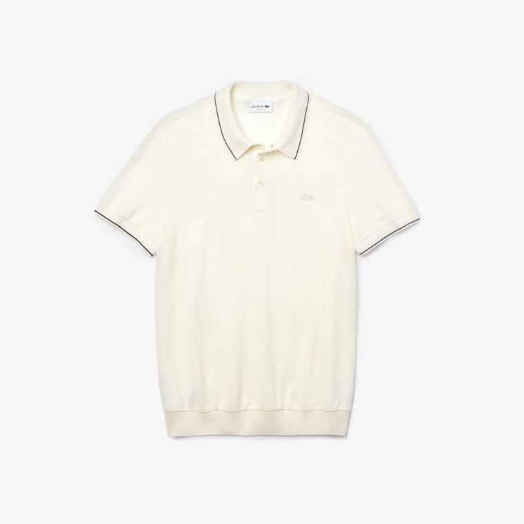 Lacoste Bomull-Silk Piqué Polo Shirt Hvite Svarte | qkJ2MBBd