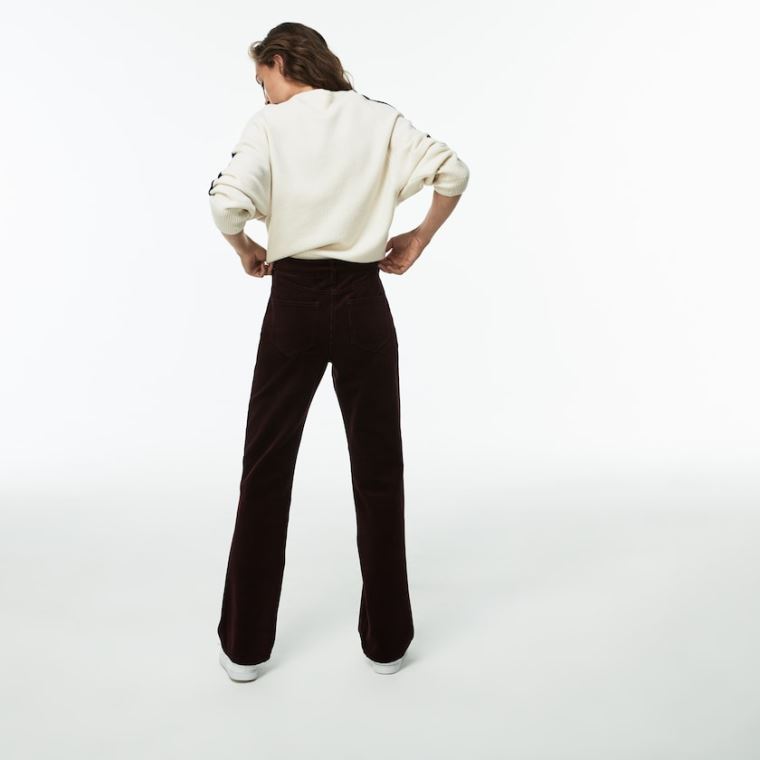 Lacoste Boxy Fit Striped Bomull Velour Pants Brune | e62g3SL7