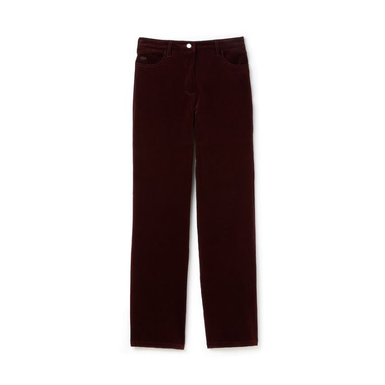 Lacoste Boxy Fit Striped Bomull Velour Pants Brune | e62g3SL7