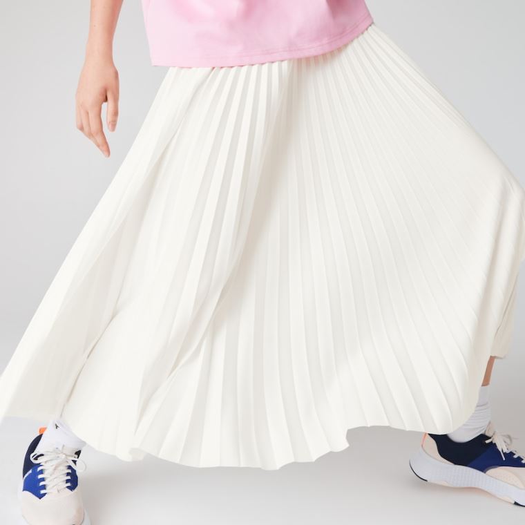 Lacoste Branded Elasticised Pleated Skirt Hvite | 26Nkn1jQ