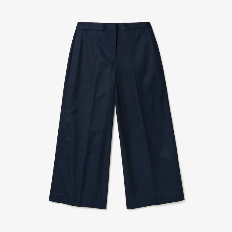 Lacoste Brede Cropped Bomull Pants Marineblå Blå | OZSRwVZz